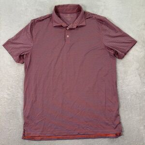 Southern Tide Mens XL Striped Golf Polo Shirt Brrr Technology Coral Navy Blue‎